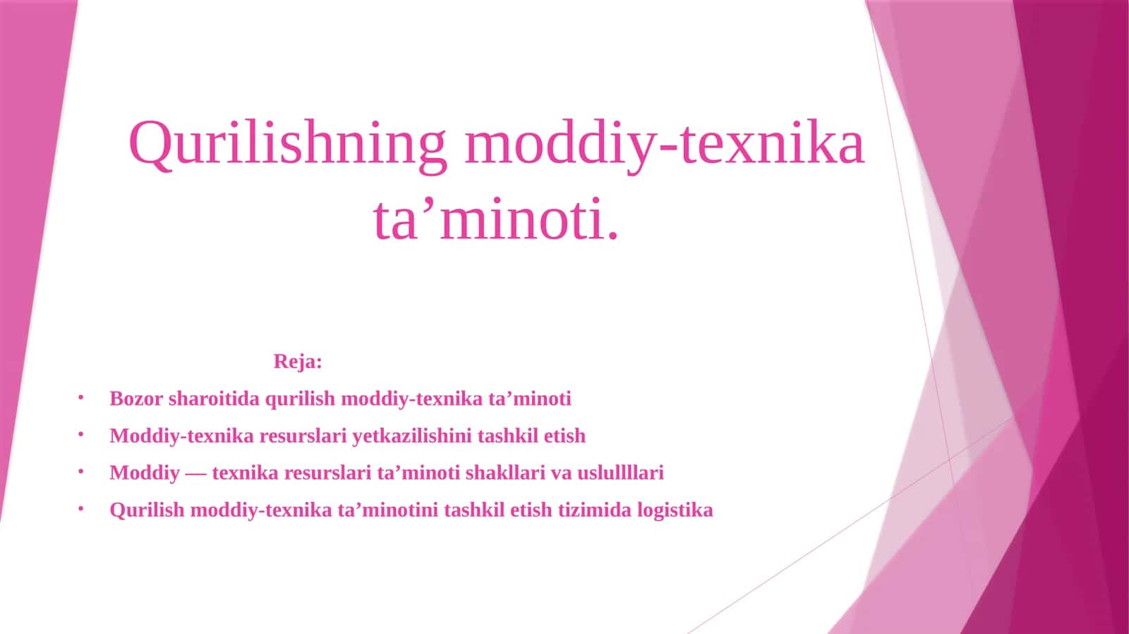 Qurilishning moddiy-texnikatasi