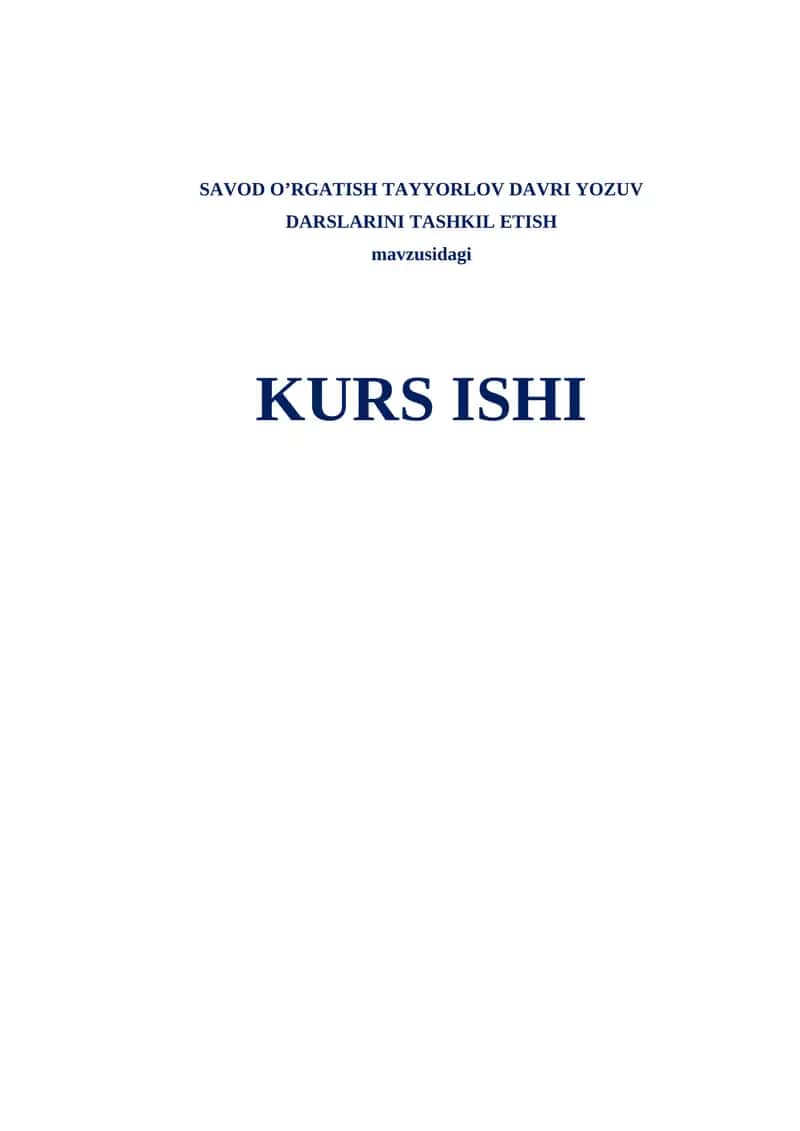 Savod o'rgatish tayyorlov davri yozuv darslarini tashkil etish