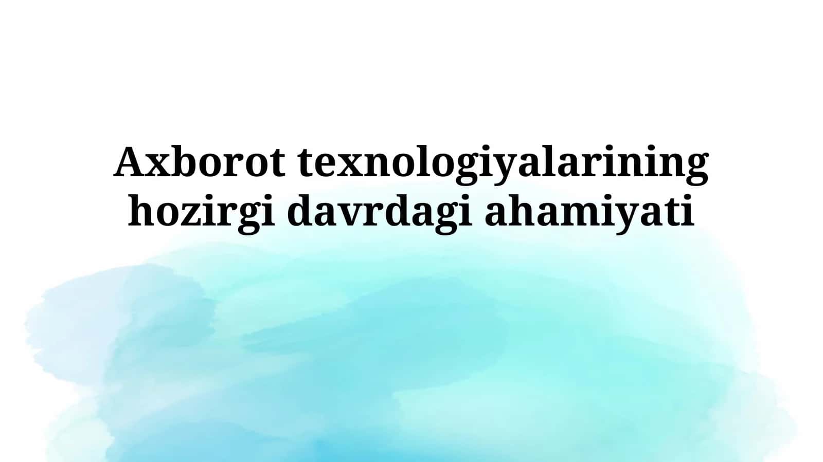 Axborot texnologiyalari va ijtimoiy hayot