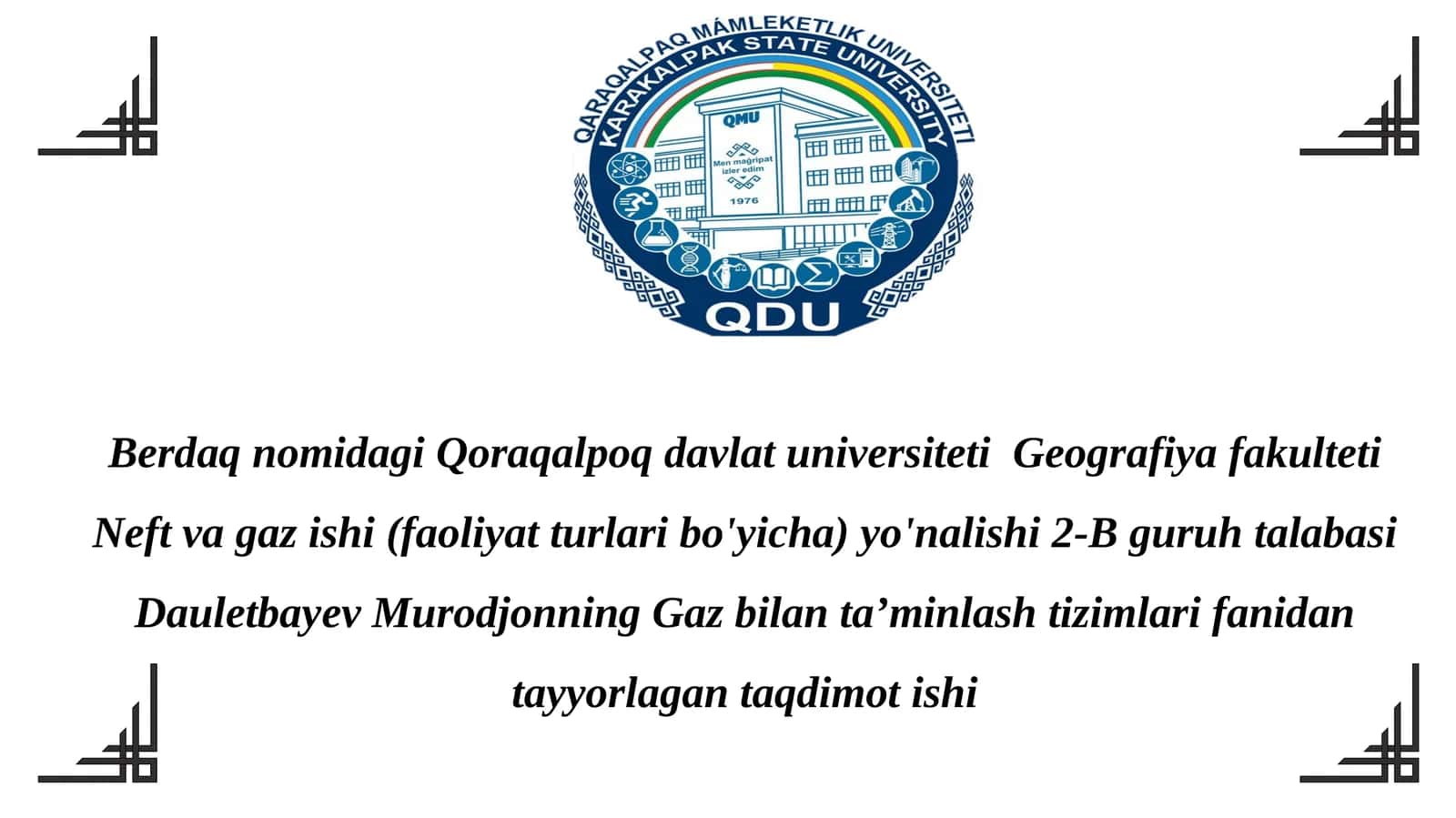 Gaz bilan ta’minlash tizimlari