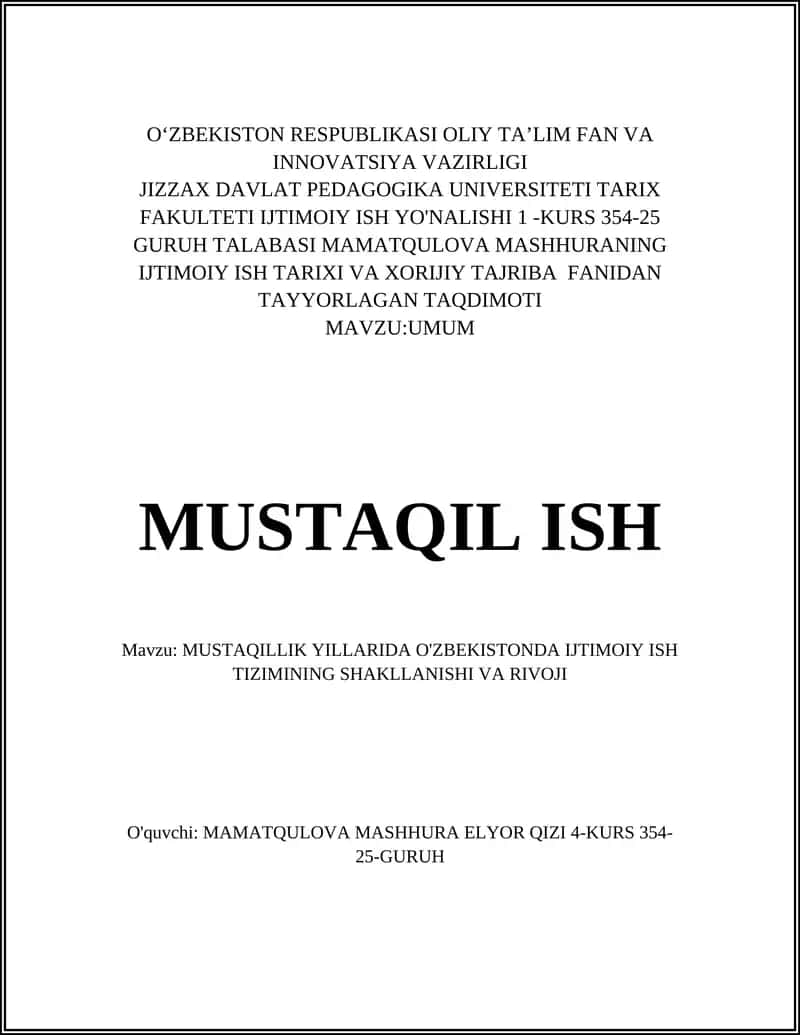 MUSTAQIL ISH