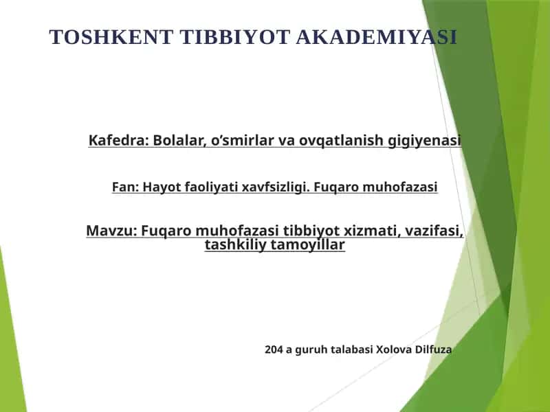 Fuqaromuhofazasi Tibbiyot xizmati