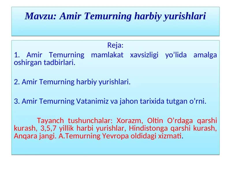 Amir Temurning harbiy yurishlari