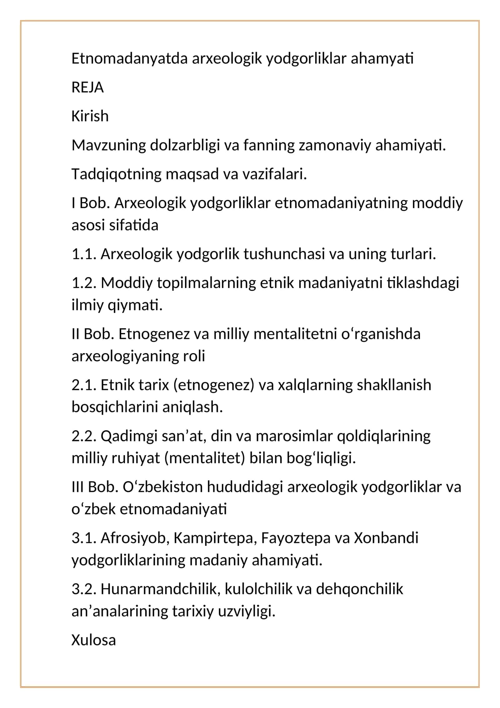 etnomadanyatda arxeologik yodgorliklar