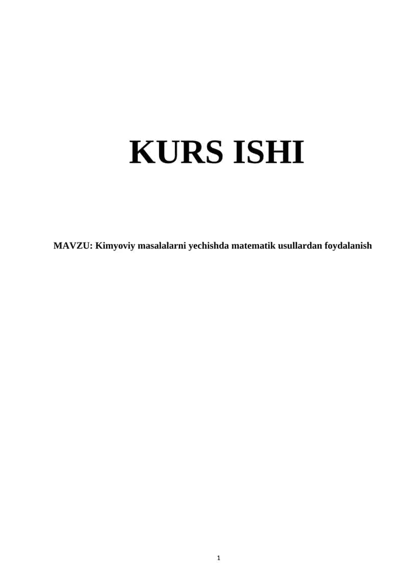 Kimyoviy masalalarni yechishda matematik usullardan foydalanish