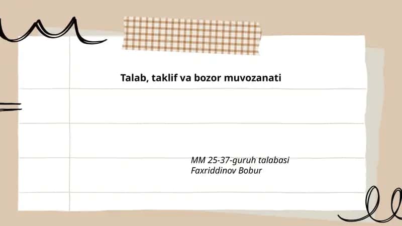 Talab, taklif va bozor muvozanati
