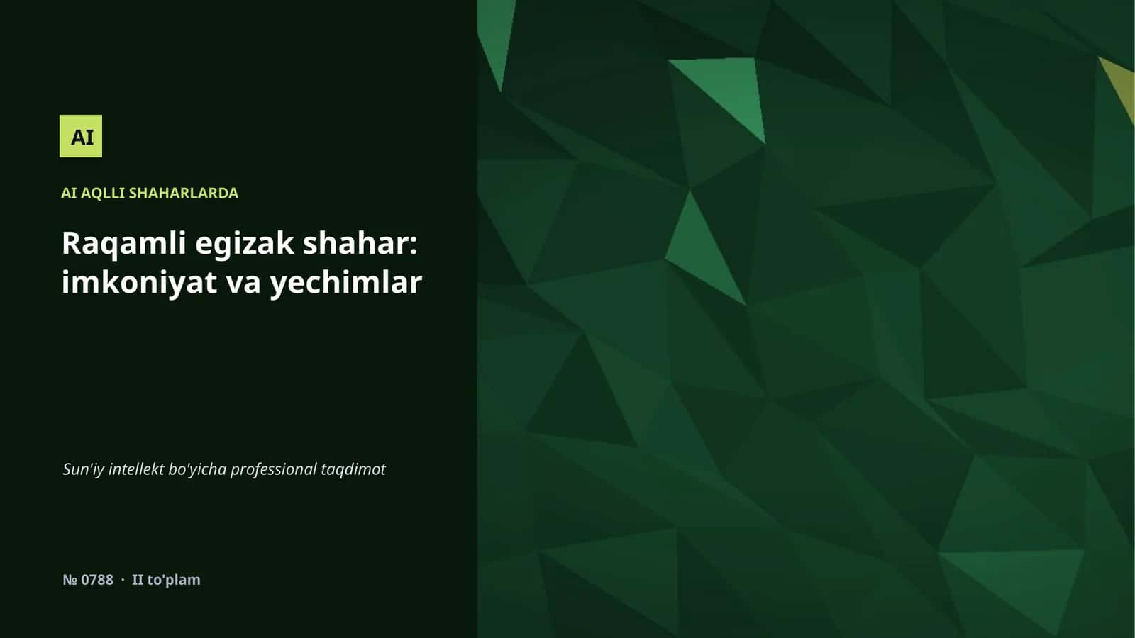 AI AQLLI SHAHARLARDA