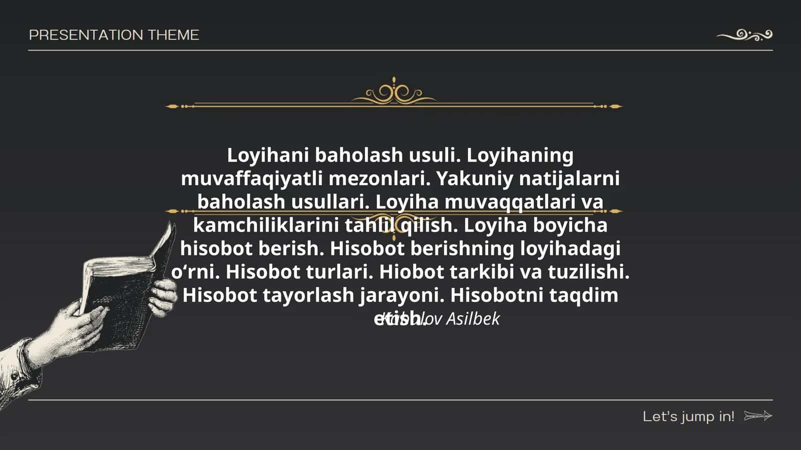 Loyihani Baholash Usuli