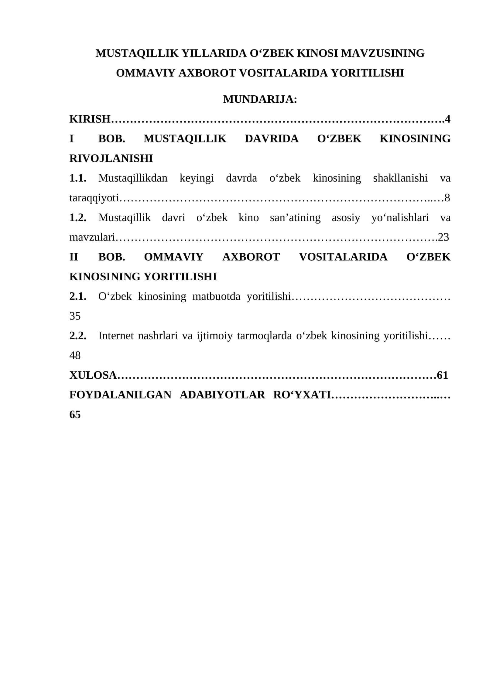 OMMAVIY AXBOROT VOSITALARIDA O‘ZBEK KINOSINING YORITILISHI
