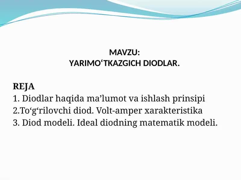 YARIMO‘TKAZGICH DIODLAR