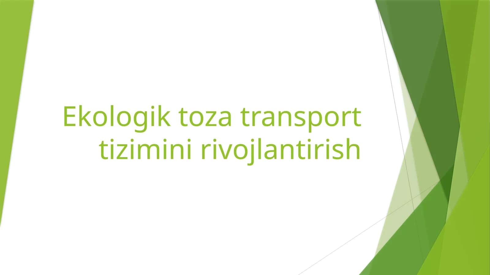 Ekologik toza transport tizimini rivojlantirish