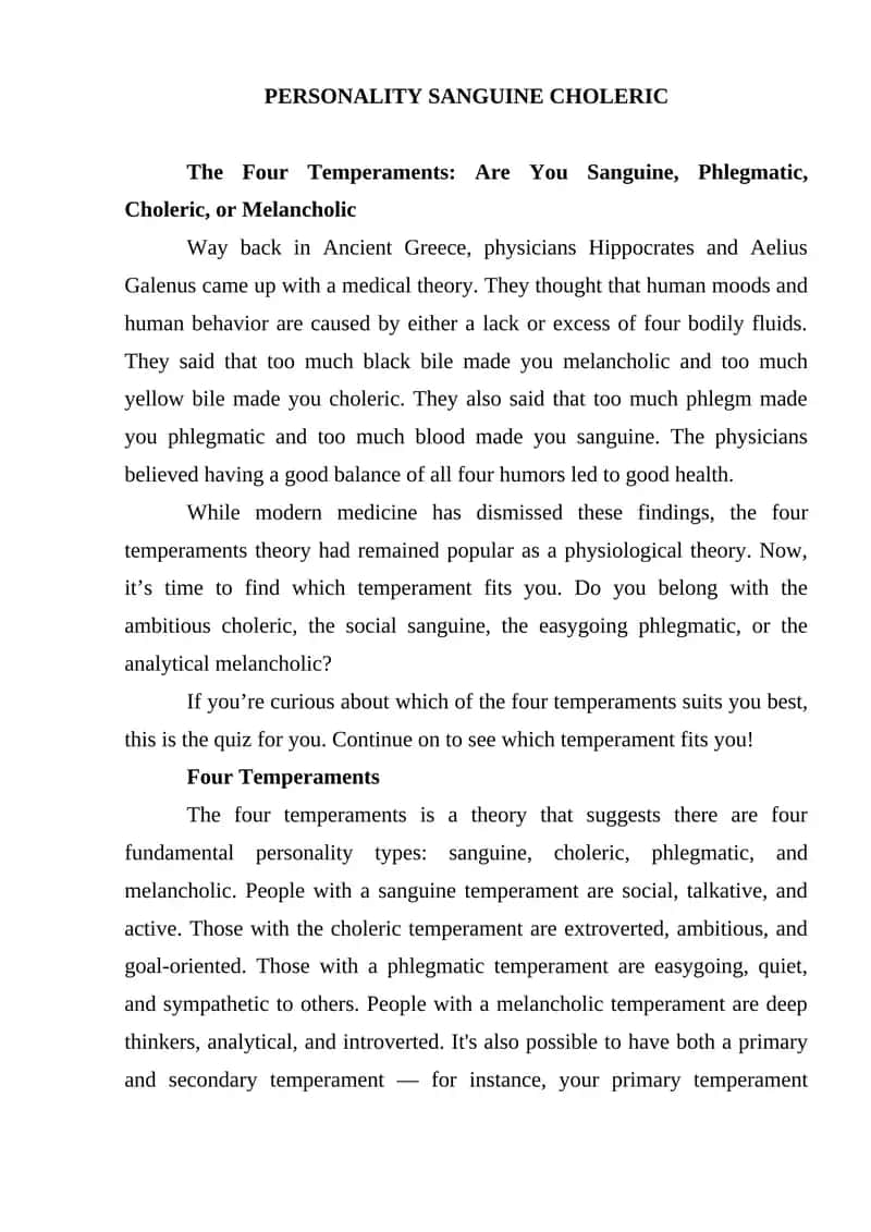 The Four Temperaments