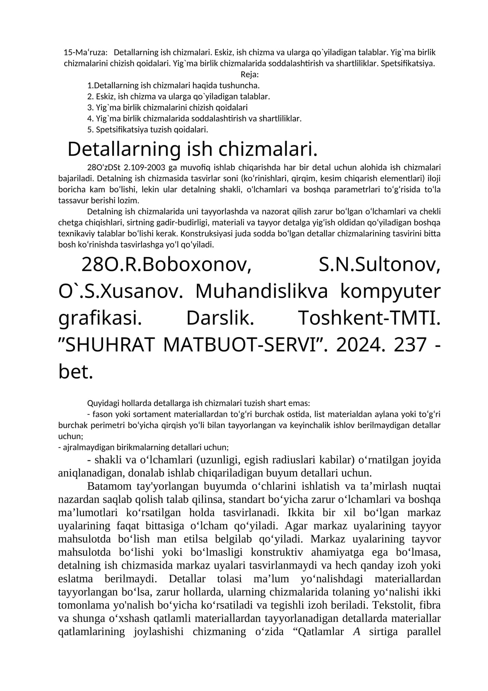 Detallarning ish chizmalari
