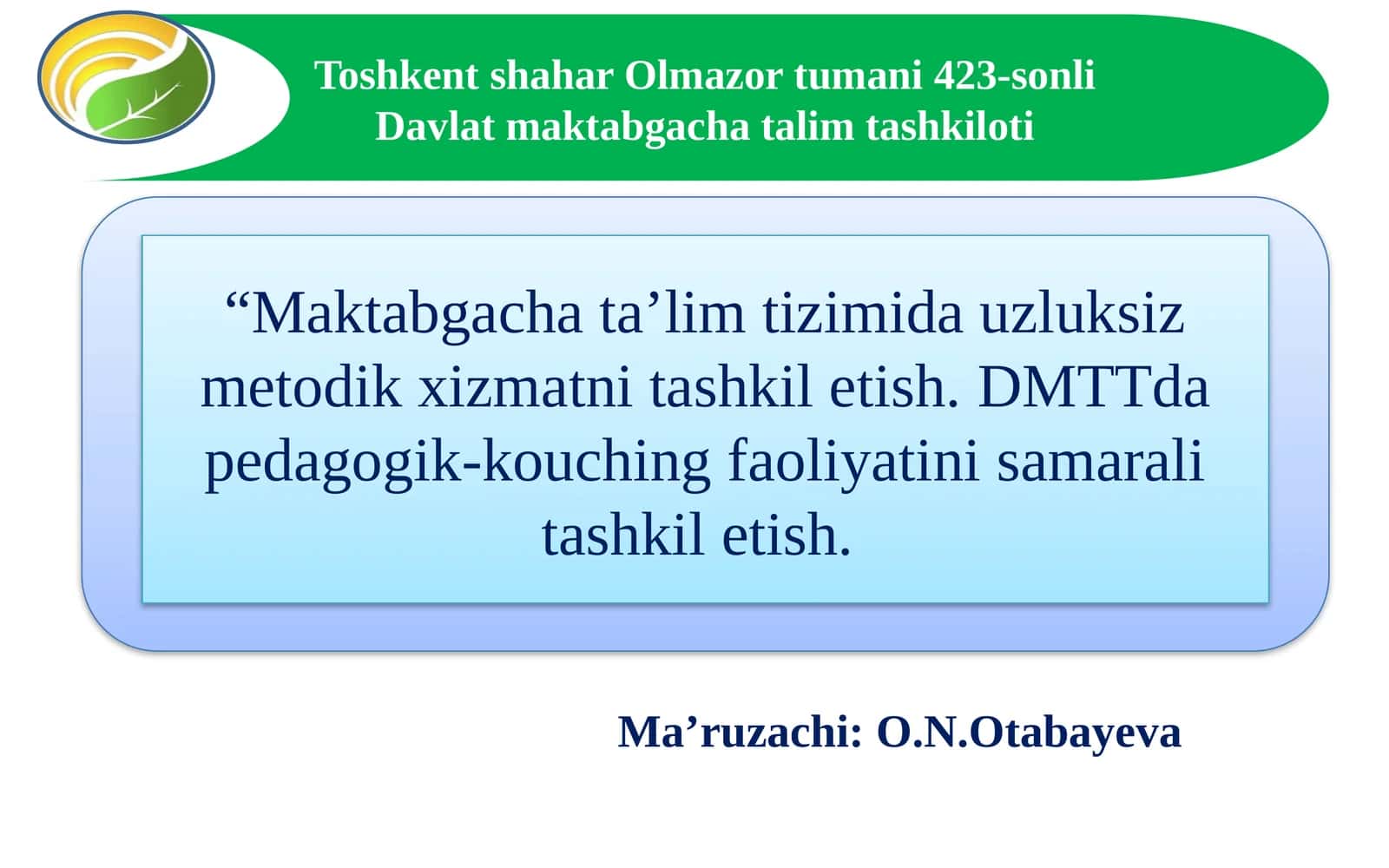 Davlat maktabgacha ta’lim tashkilotlarida “Pedagogik-kouching” faoliyatini tashkil etish tartibi to‘g‘risidagi namunaviy NIZOM