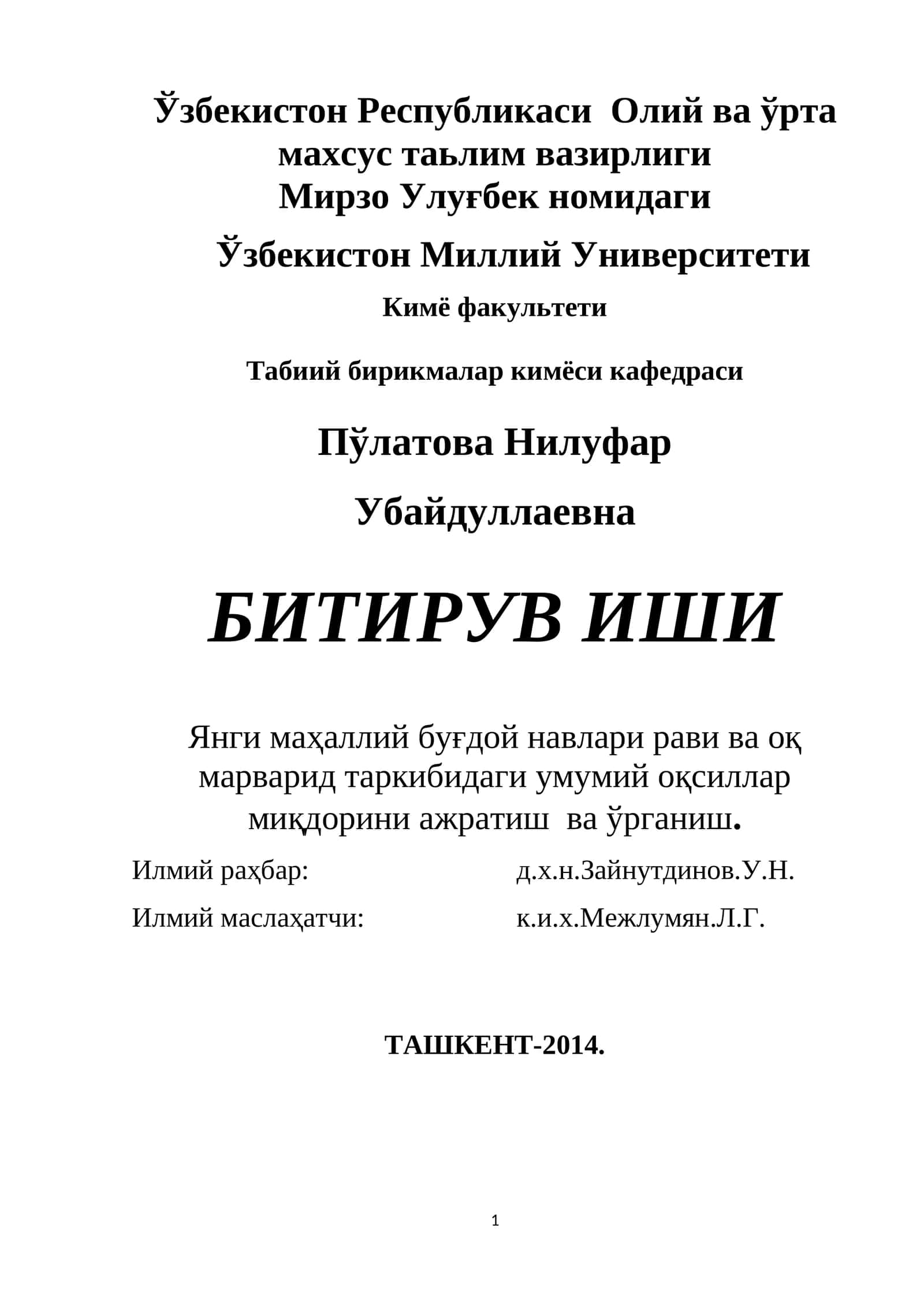 БИТИРУВ ИШИ