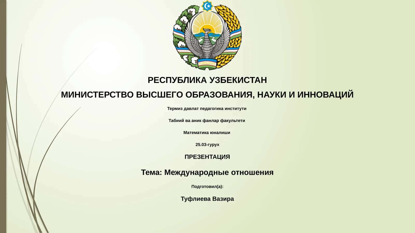 Презентация "Международные отношения"