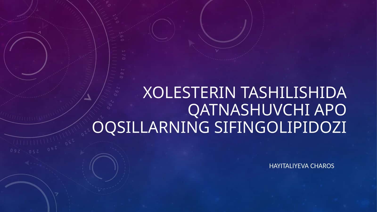 Xolesterin tashilishida qatnashuvchi APO oqsillarning sifingolipidozi