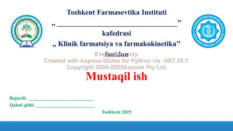 14. Qandli diabet va uning farmakoterapiyasi prinsiplari. Taqdimot 25 bet.