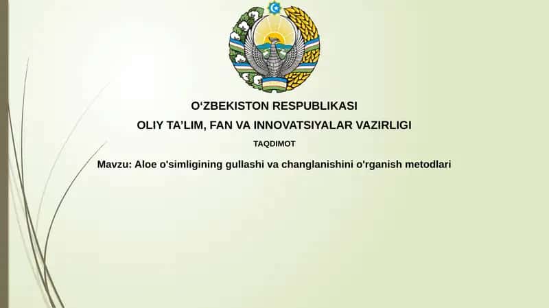 Aloeo'simligining gullash va changlanishini o'rganish metodi