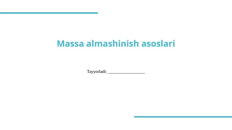 Massa almashinish jarayonlari va mexanizmlari