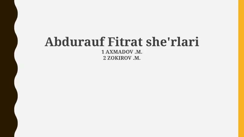 Abdurauf Fitrat she'rlari