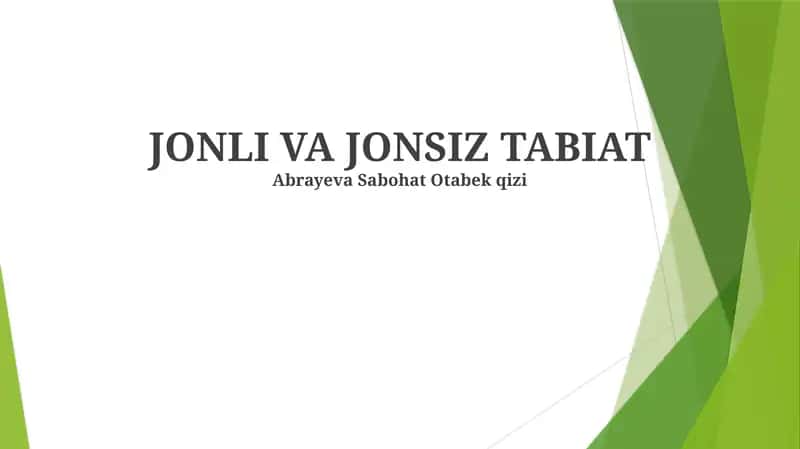 JONLI VA JONSIZ TABIAT