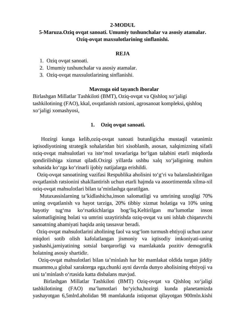Oziq ovqat sanoati