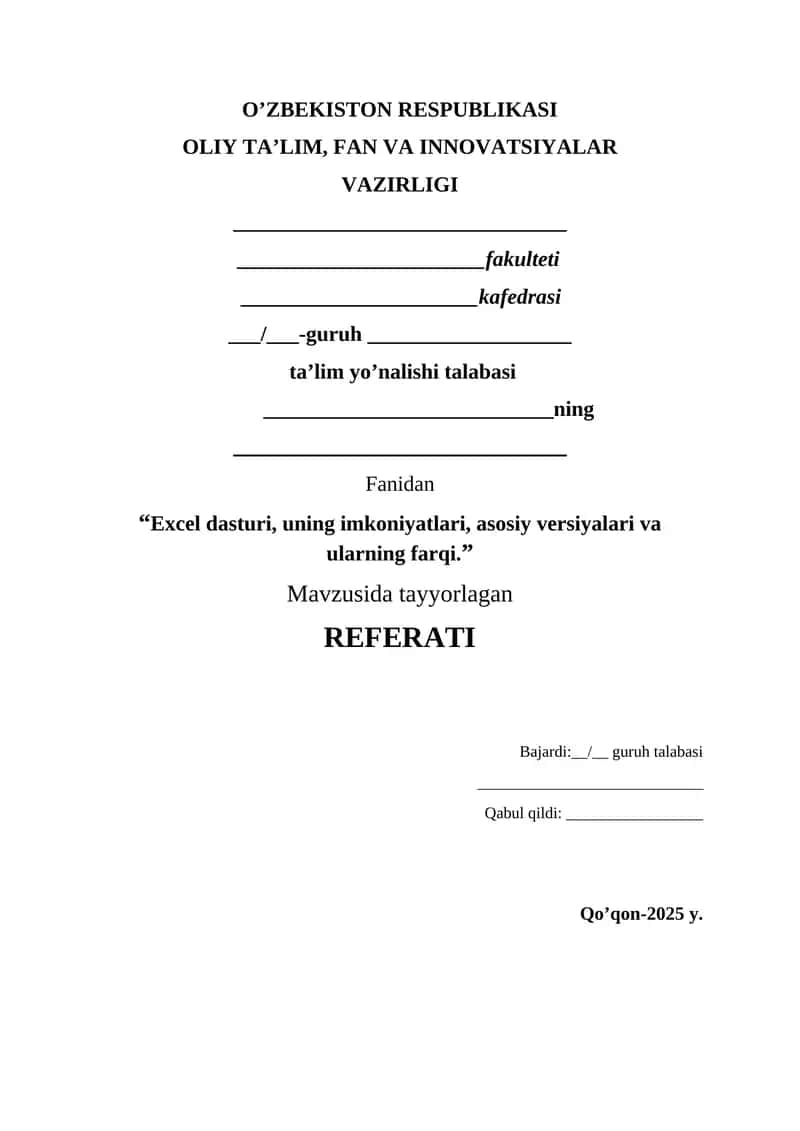 Excel dasturi