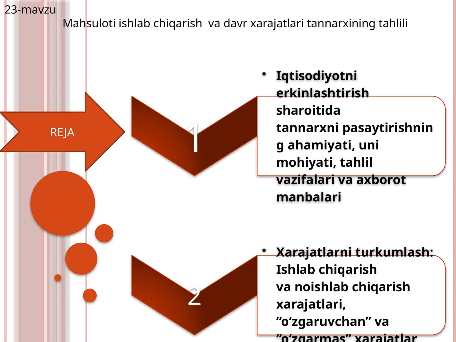 Mahsuloti ishlab chiqarish va davr xarajatlari tannarxining tahlili