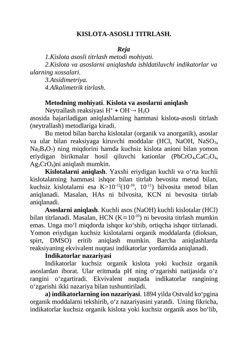 Kislota-asosli titrlash