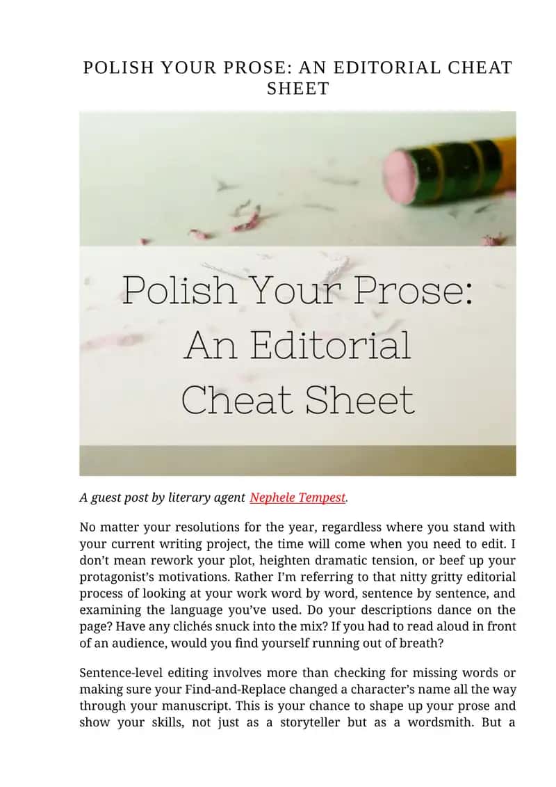 Polish Your Prose: An Editorial Cheat Sheet
