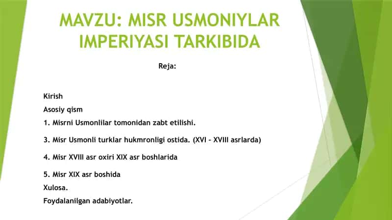 MISR USMONIYLAR IMPERIYASI TARKIBIDA