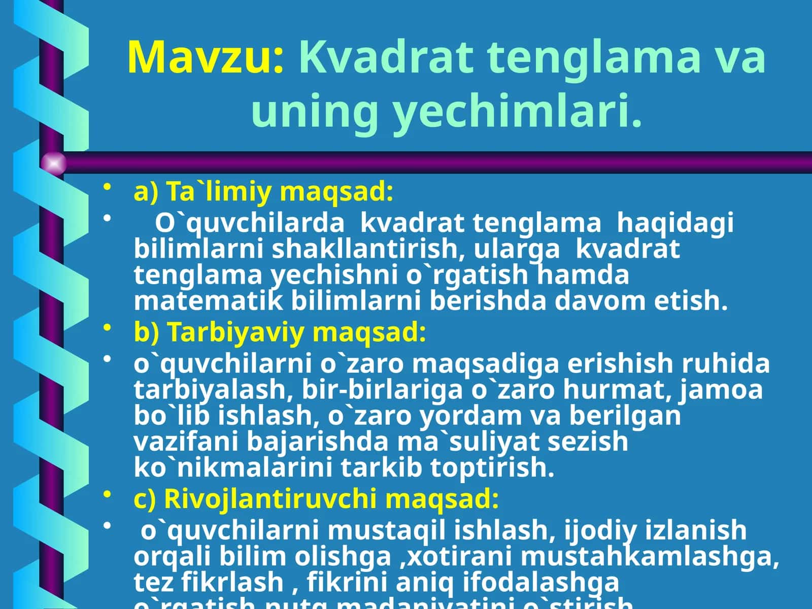 Kvadrattenglamavauningyechimlari