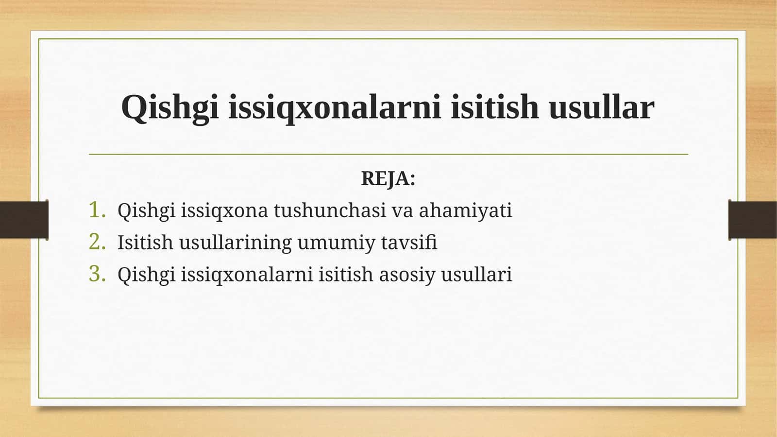 Qishgiissiqxonalarni isitish usullar
