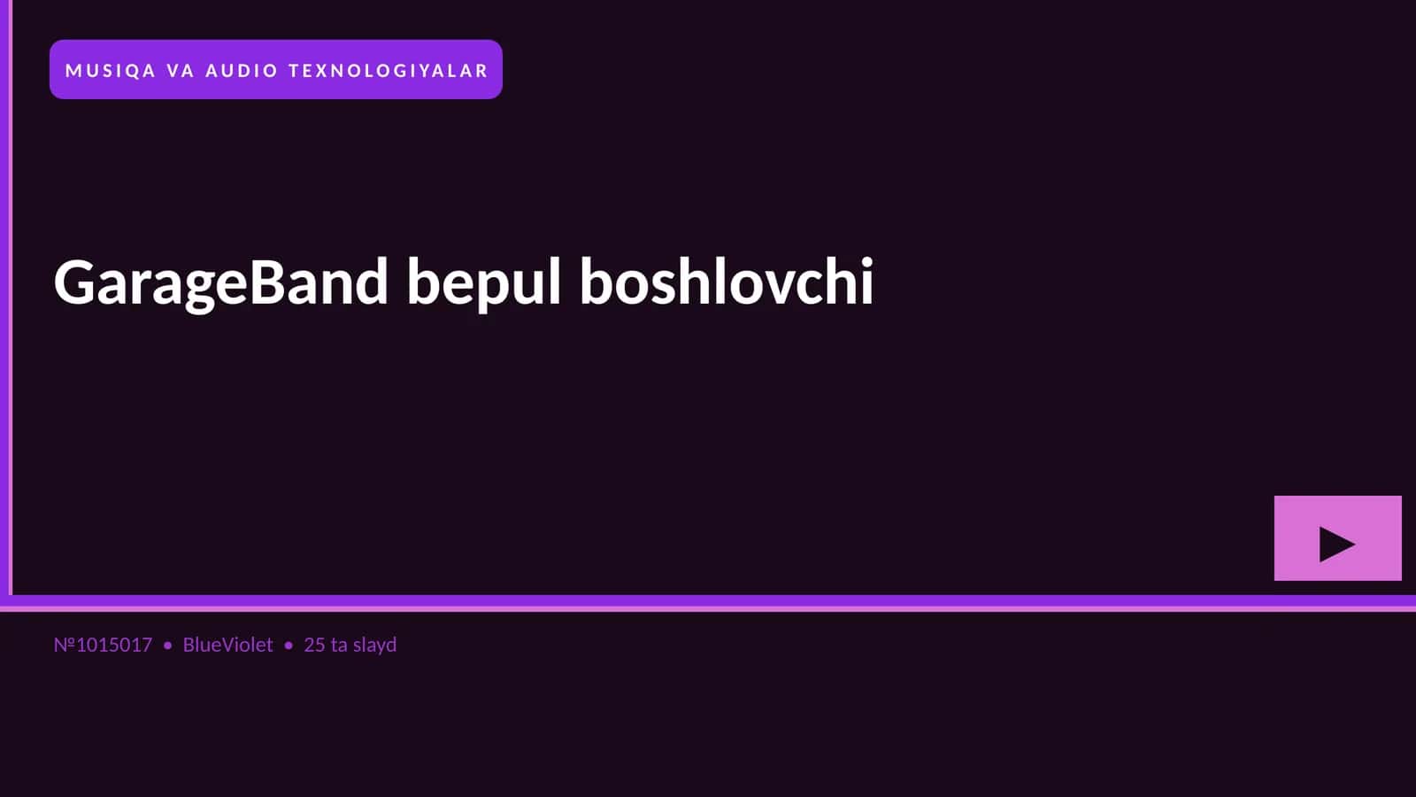 MUSIQA VA AUDIO TEXNOLOGIYALAR