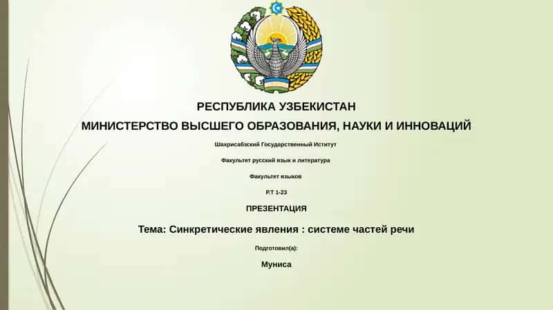 Презентация: Синкретические явления: системе частей речи
