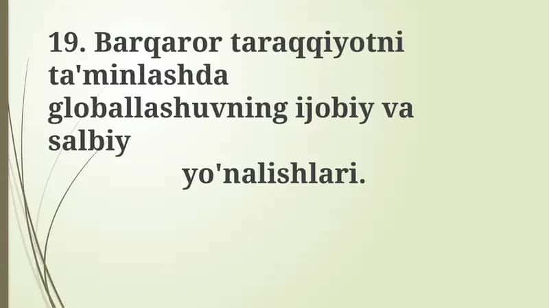 Globallashuv va Barqaror Rivojlanish: Asosiy Tushunchalar