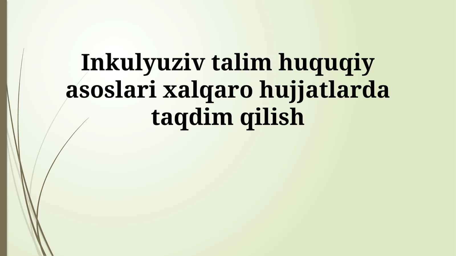 Inkulyuziv talim huquqiy asoslari xalqaro hujjatlarda taqdim qilish
