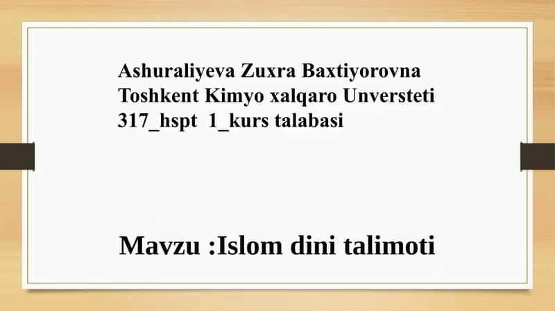 Islom dini talimoti