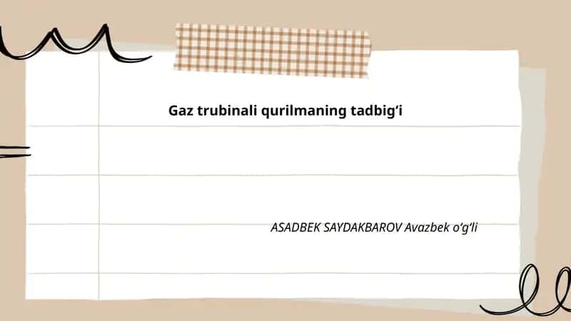 Gaz trubinali qurilmaning tadbigʻi