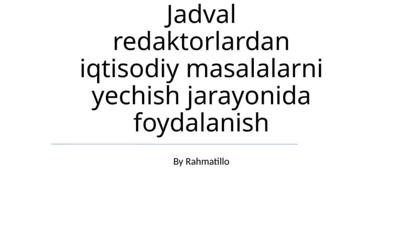 Ssenariy Rejalashtirish va "Agar..." Tahlili