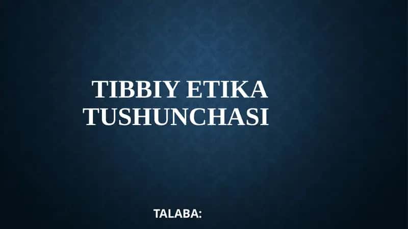 Tibbiyetika