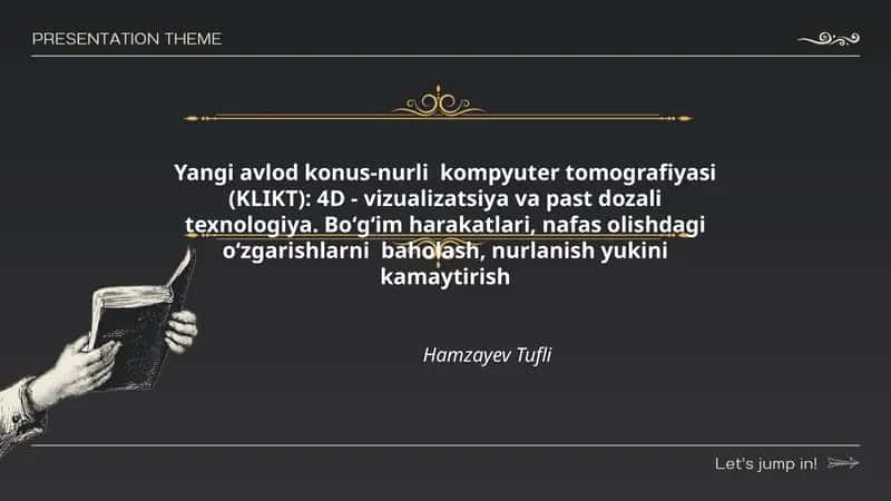 Yangi avlod konus-nurli kompyuter tomografiyasi (KLIKT): 4D - vizualizatsiya va past dozali texnologiya
