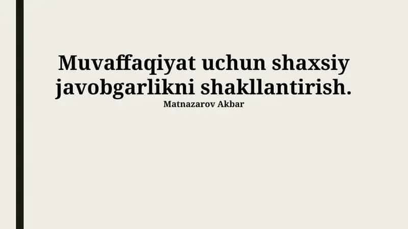 Shaxsiy javobgarlikni rivojlantirish