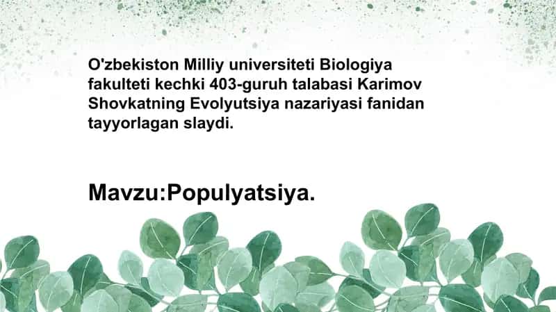 Evolyutsiya nazariyasi slaydi