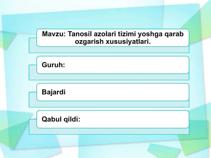Tanosil azolari tizimi yoshga qarab ozgarish xususiyatlari