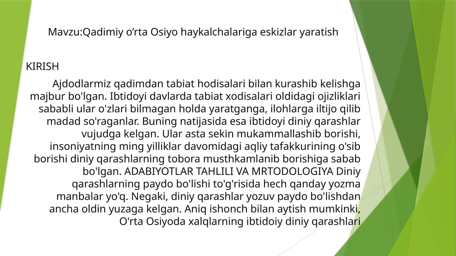 Qadimiy o’rta Osiyo haykalchalariga eskizlar yaratish
