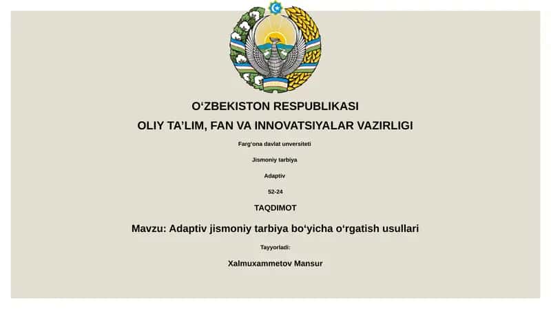 Adaptiv jismoniy tarbiya boʻyicha oʻrgatish usullari