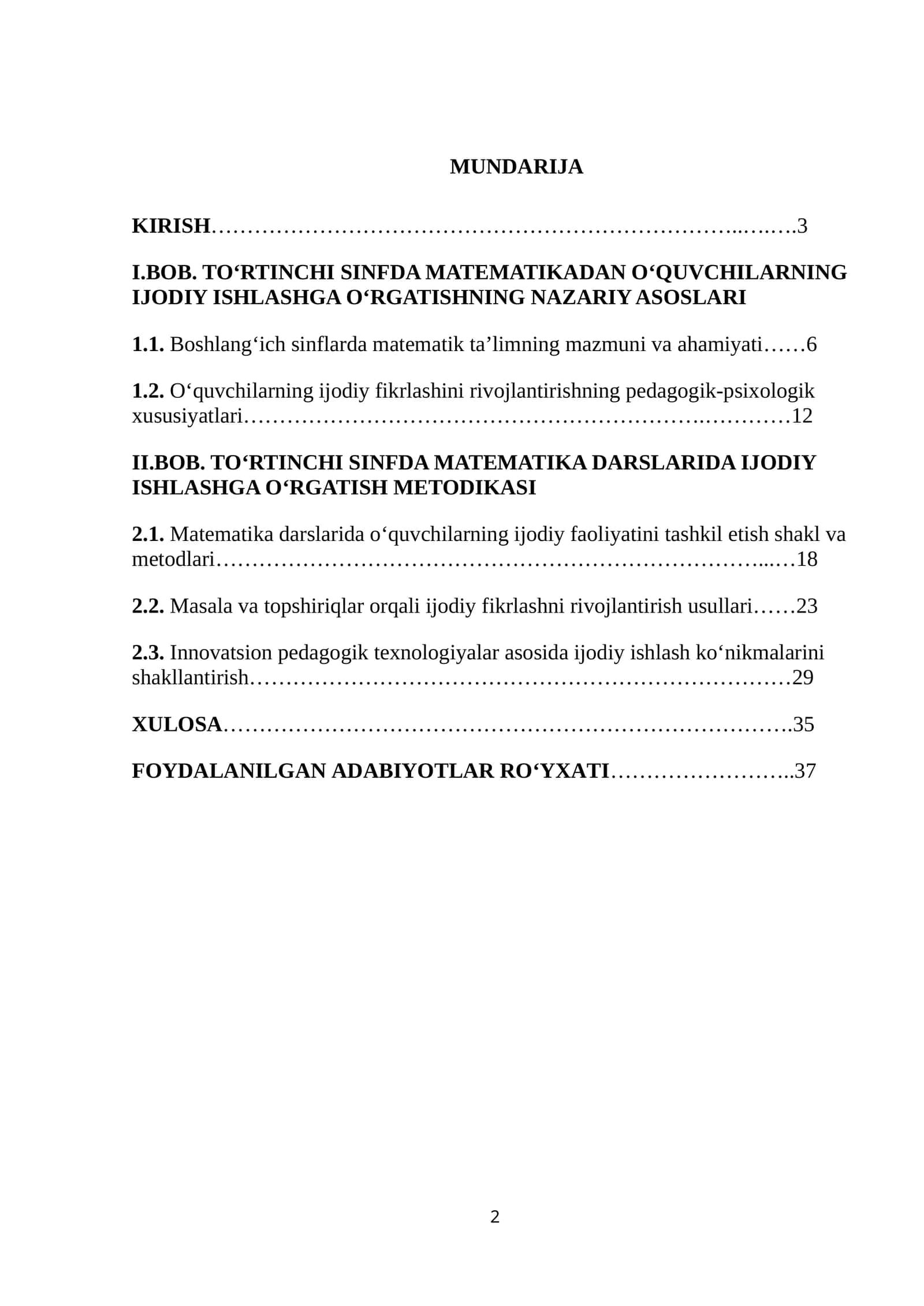 TO‘RTINCHI SINFDA MATEMATIKADAN O‘QUVCHILARNING IJODIY ISHLASHGA O‘RGATISHNING NAZARIY ASOSLARI