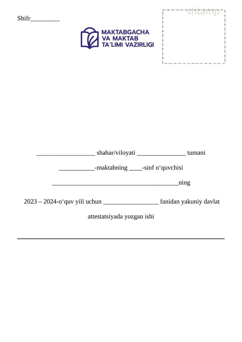 Yakuniy davlat attestatsiyasi ishi (2-variant)